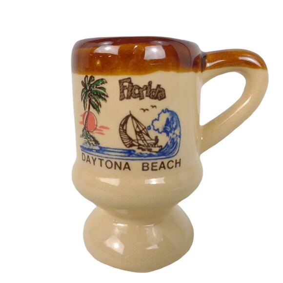 Vintage Daytona Beach Florida Souvenir Pottery Mini Irish Coffee or Espresso Mug - Picture 1 of 5